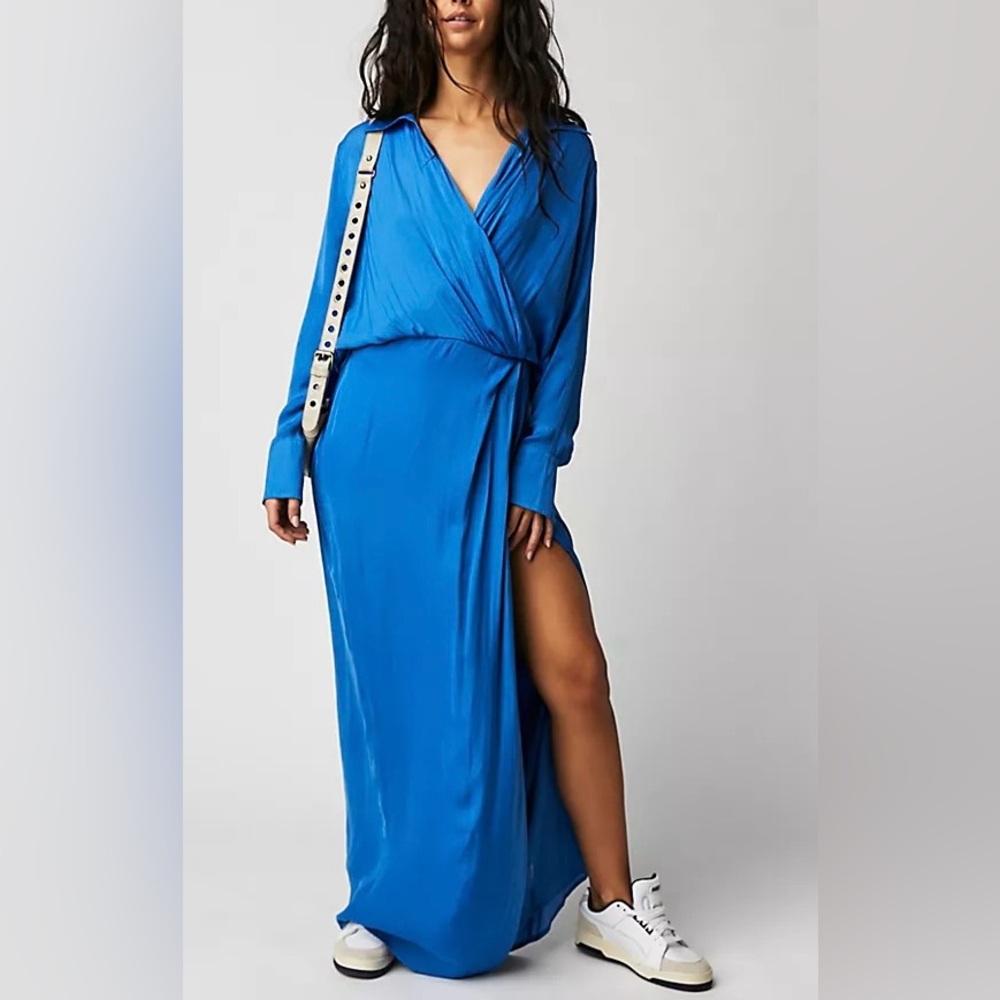 Free People Aida Blue Maxi Dress Size 6 ~NWOT